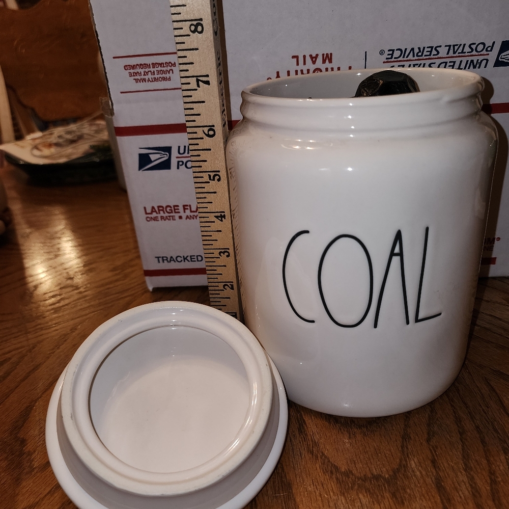 Rae Dunn Canister "Coal" with actual coal Christmas Decor - Picture 5 of 5